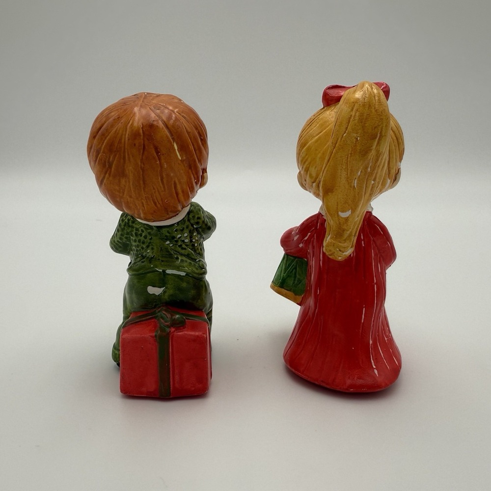 Drummer Boy Girl Music Ceramic Figures Christmas Sears Vtg Decor MCM Caroler Kid - Picture 4 of 10